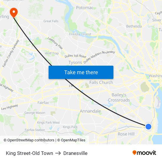 King Street-Old Town to Dranesville map