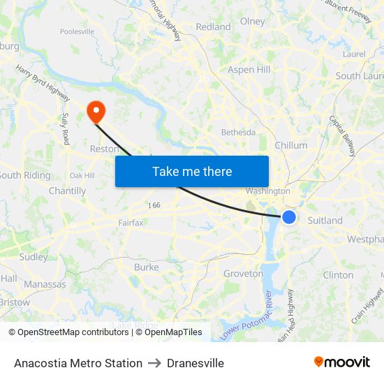 Anacostia Metro Station to Dranesville map