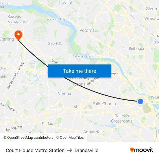 Court House Metro Station to Dranesville map