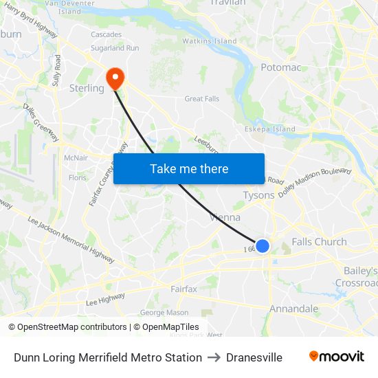 Dunn Loring Merrifield Metro Station to Dranesville map