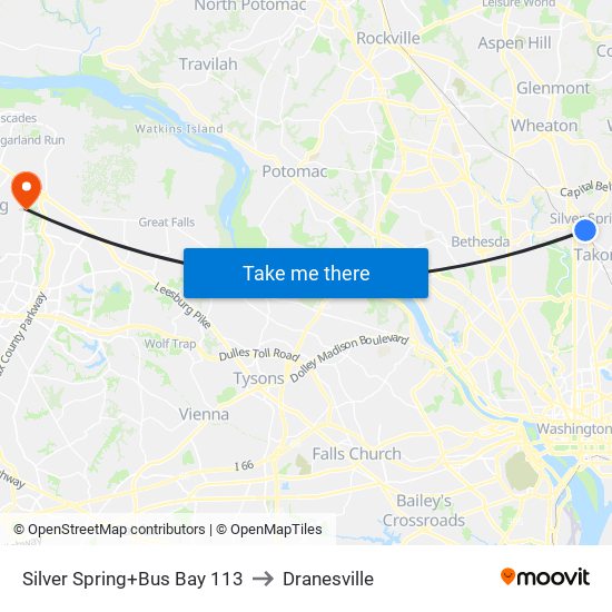 Silver Spring+Bay 113 to Dranesville map