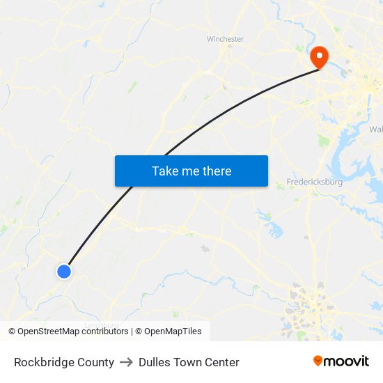 Rockbridge County to Dulles Town Center map