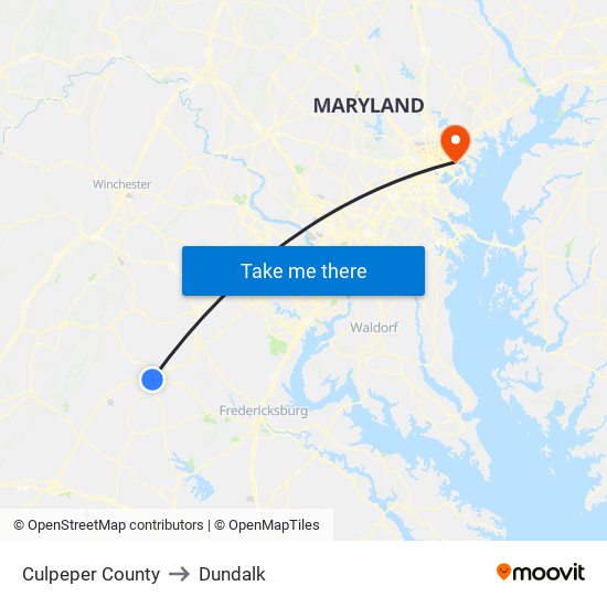 Culpeper County to Dundalk map
