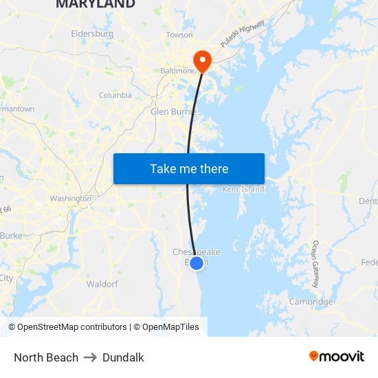 North Beach to Dundalk map