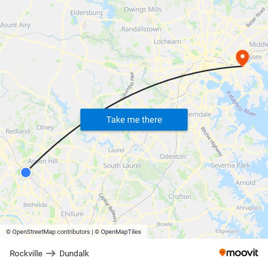 Rockville to Dundalk map