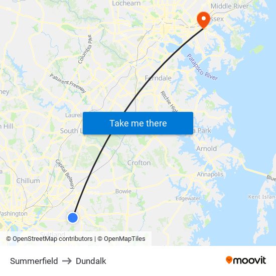 Summerfield to Dundalk map