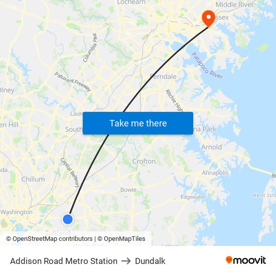 Addison Road Metro Station to Dundalk map