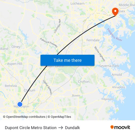 Dupont Circle Metro Station to Dundalk map