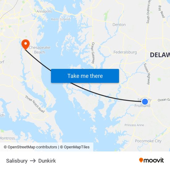 Salisbury to Dunkirk map