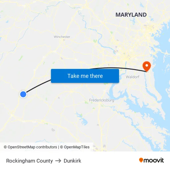 Rockingham County to Dunkirk map