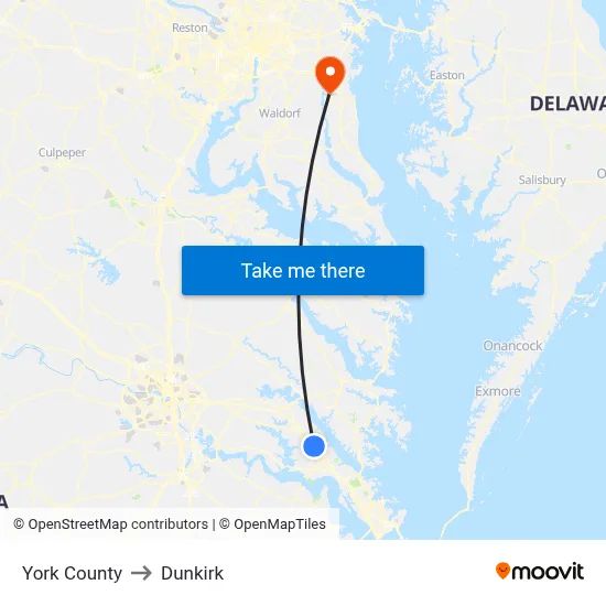 York County to Dunkirk map