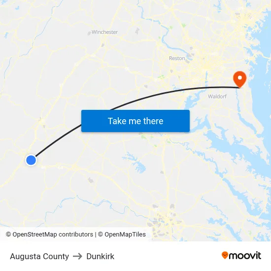 Augusta County to Dunkirk map