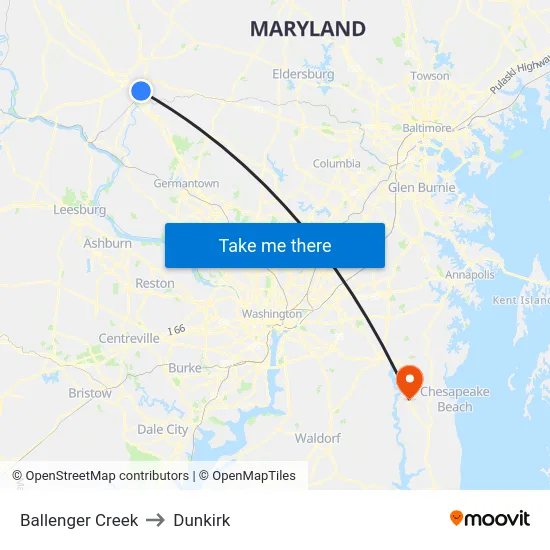 Ballenger Creek to Dunkirk map
