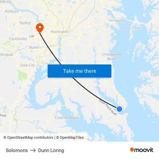 Solomons to Dunn Loring map