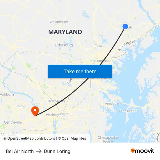 Bel Air North to Dunn Loring map