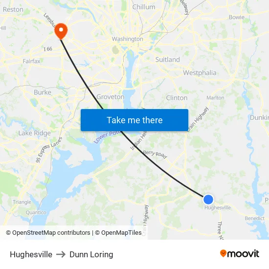 Hughesville to Dunn Loring map