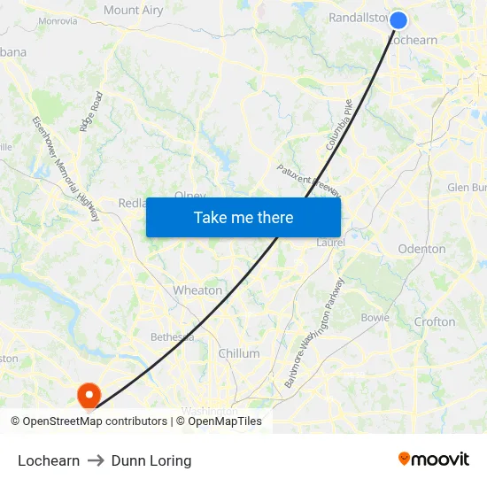 Lochearn to Dunn Loring map