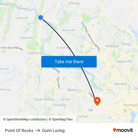 Point Of Rocks to Dunn Loring map