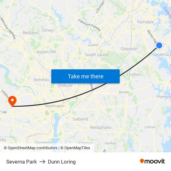 Severna Park to Dunn Loring map