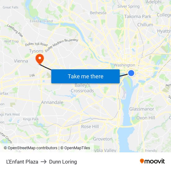 L'Enfant Plaza to Dunn Loring map