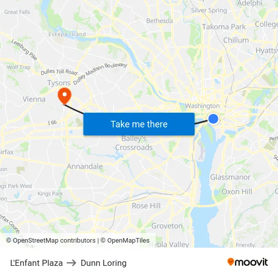 L'Enfant Plaza to Dunn Loring map