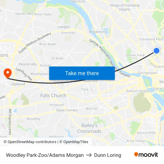 Woodley Park-Zoo/Adams  Morgan to Dunn Loring map