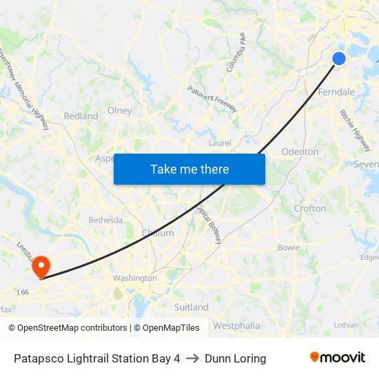 Patapsco Lightrail Station Bay 4 to Dunn Loring map