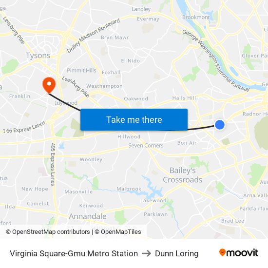 Virginia Square-Gmu Metro Station to Dunn Loring map
