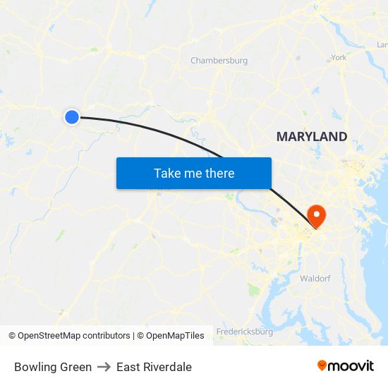 Bowling Green to East Riverdale map