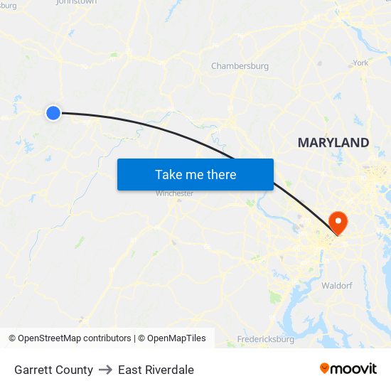 Garrett County to East Riverdale map