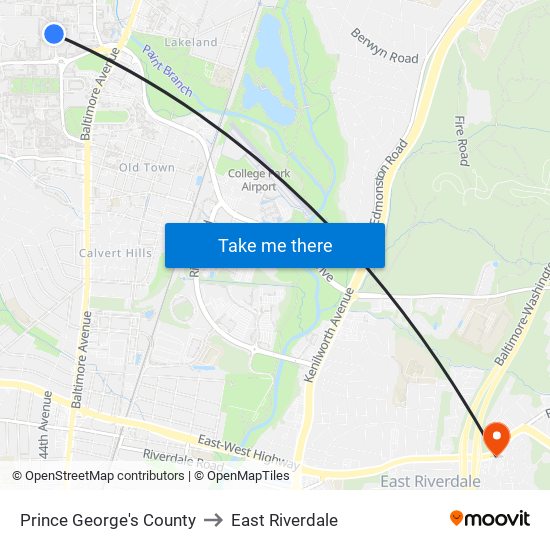 Prince George's County to East Riverdale map