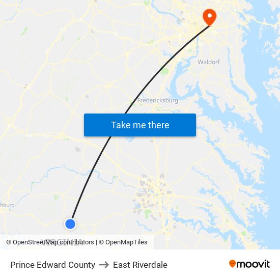 Prince Edward County to East Riverdale map