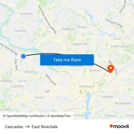 Cascades to East Riverdale map