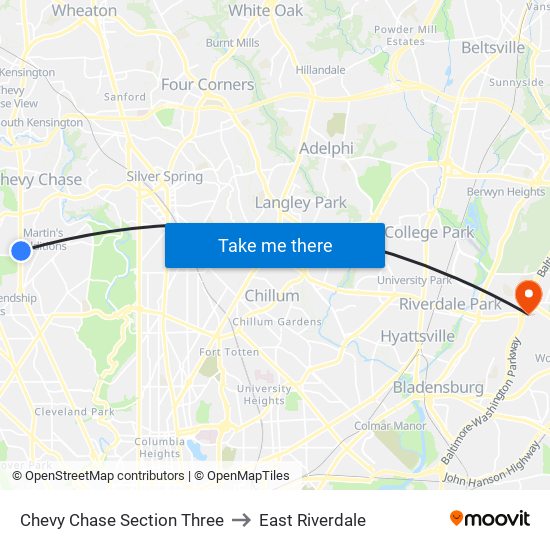 Chevy Chase Section Three to East Riverdale map