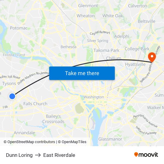 Dunn Loring to East Riverdale map