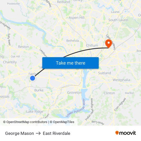 George Mason to East Riverdale map