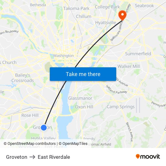 Groveton to East Riverdale map