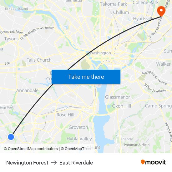 Newington Forest to East Riverdale map