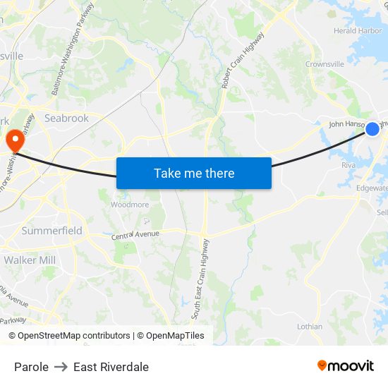 Parole to East Riverdale map