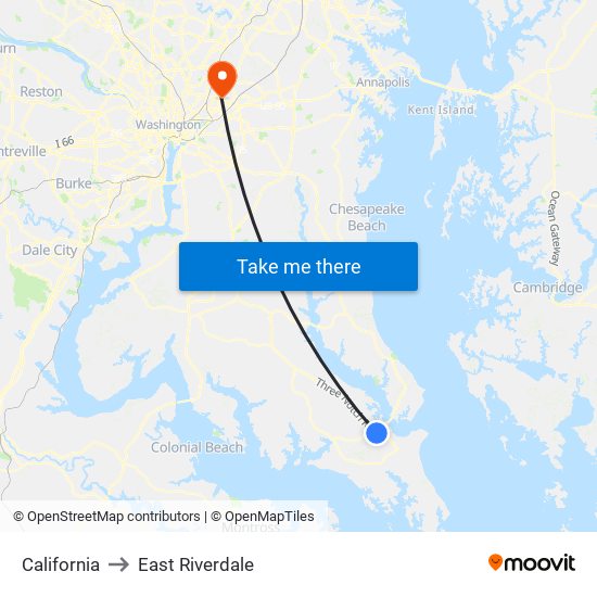 California to East Riverdale map