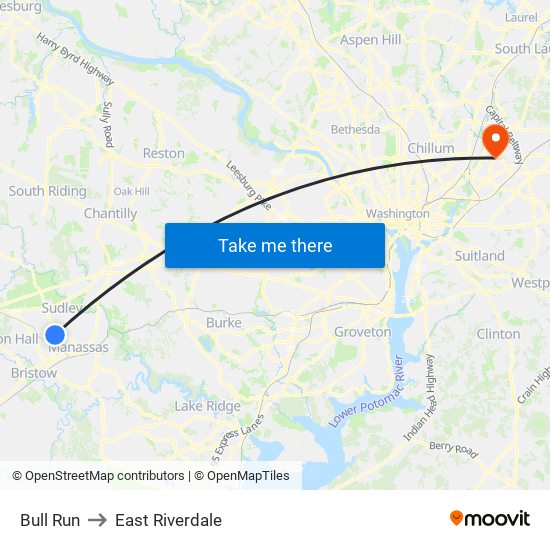 Bull Run to East Riverdale map
