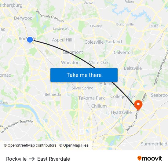 Rockville to East Riverdale map