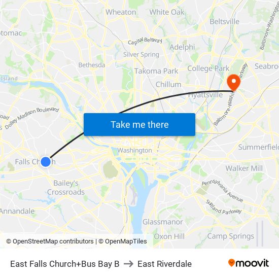 East Falls Church+Bay B to East Riverdale map