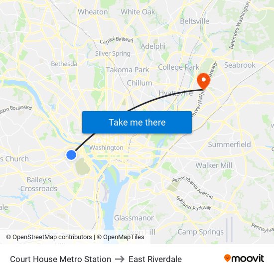 Court House Metro Station to East Riverdale map