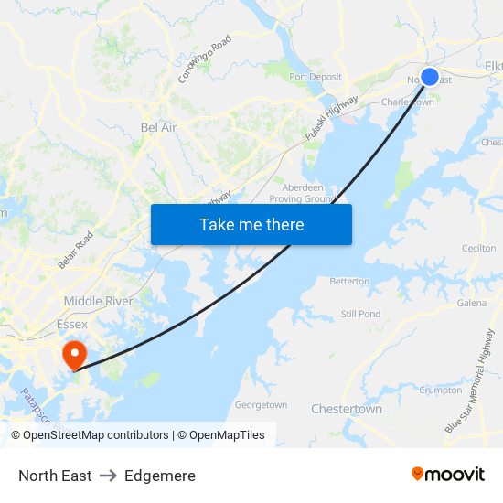 North East to Edgemere map