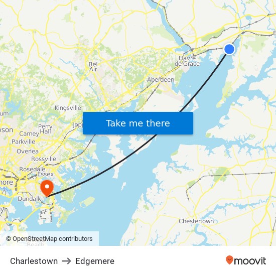 Charlestown to Edgemere map