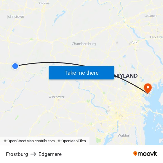 Frostburg to Edgemere map