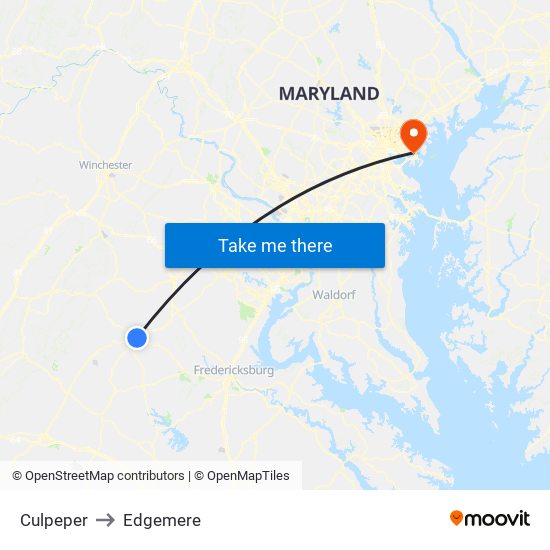 Culpeper to Edgemere map