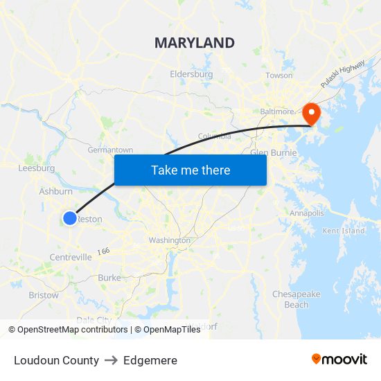 Loudoun County to Edgemere map