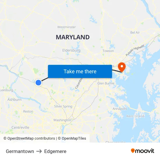 Germantown to Edgemere map